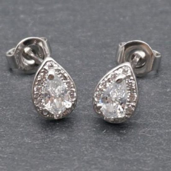 [애슬릿]전체 실버 데일리 큐빅 물방울 은 귀걸이