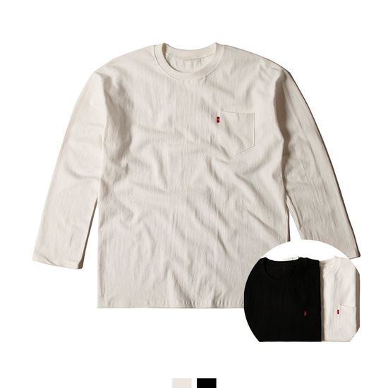 10수 라운드 긴팔티 2COLOR 남성 데일리 무지 티셔츠