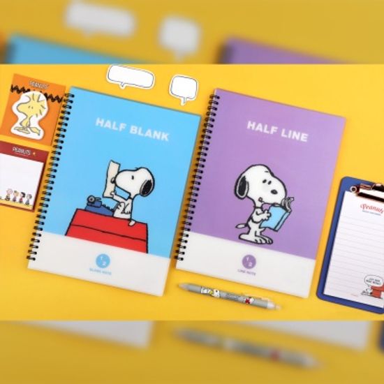 스누피 2분할 PP 노트/퍼플
