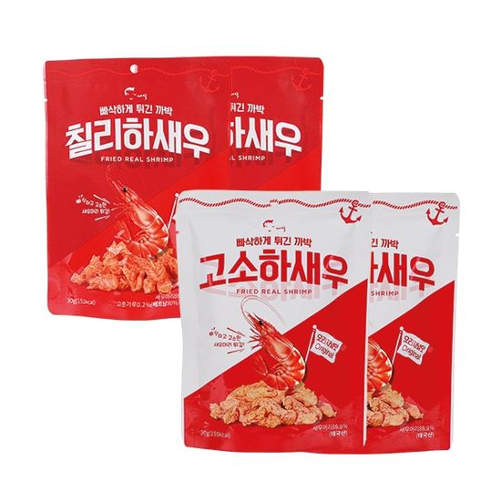 까박 새우머리 튀김 과자 2종 고소한맛 칠리맛 4봉