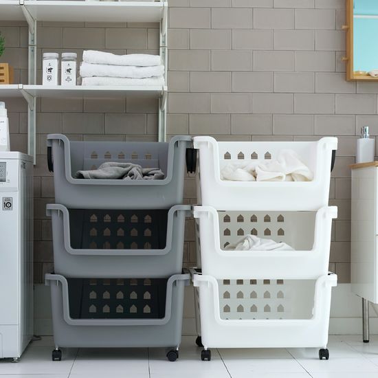 80L 대용량 멀티 바스켓 2P (바퀴별매) 적층형 바구니