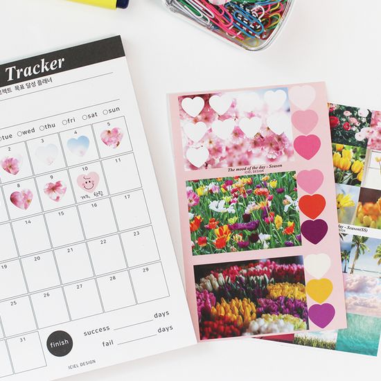 Habit tracker 스티커 - 하트 M (7종 랜덤 세트) 