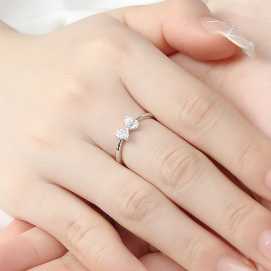 [비쥬홀릭] 실버925 백금도금 리본 큐빅 오픈링 반지