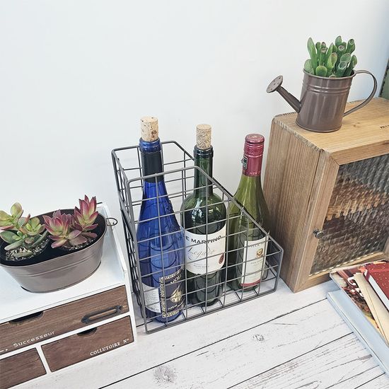 더블 네임택 스탠드 철제 바스켓 브라운