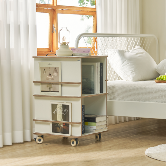 바퀴달린책장 회전책장 미레아우드 2단 회전책장