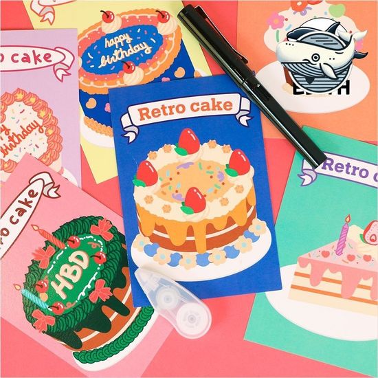 빈티지 감성 생일 축하 엽서 카드 6종(WFHEK8D)
