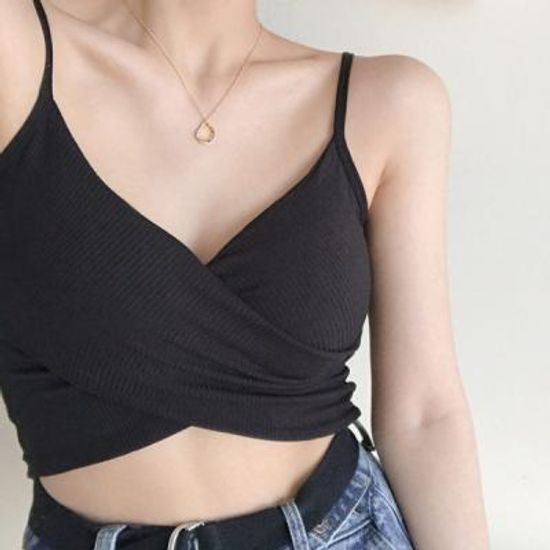 [1+1] 린나 꼬임 이너 민소매 캡내장 크롭탑 끈 나시