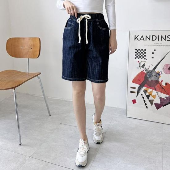 GAA D3000W 여자청린넨와이드반바지밴딩팬츠