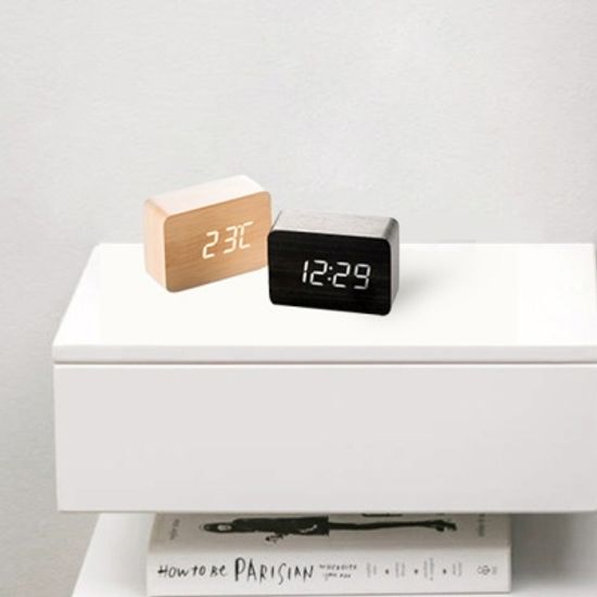 데코앤홈 우드 직사각 LED 탁상시계 인테리어
