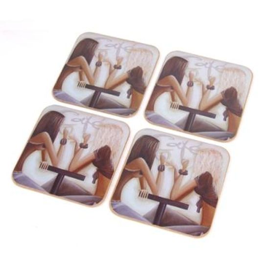 하우스케어 빈티지 라벨 코르크 컵받침 4P -Tae Time