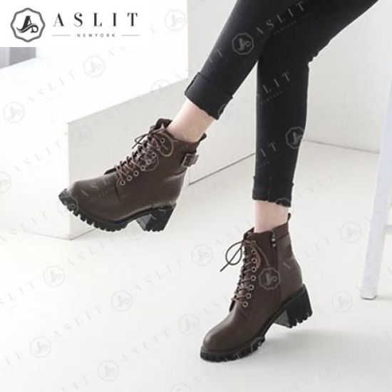[애슬릿]천연 소 가죽 지퍼 앵클 여성 워커 부츠