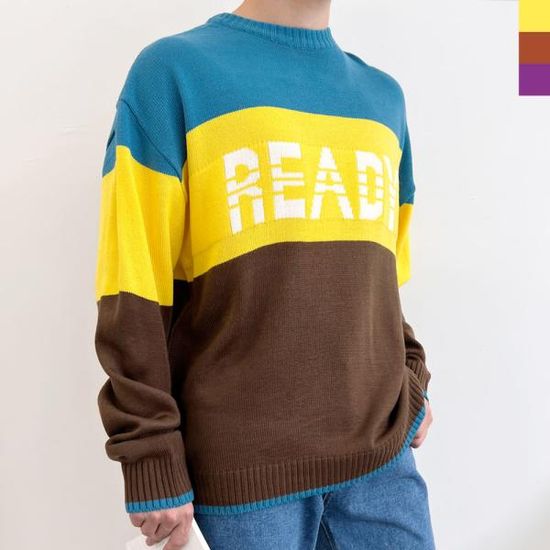 YAN 1041 남자오버핏레디배색니트