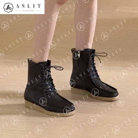 [애슬릿]소 가죽 발 편한 스퀘어 통 앵클 워커 부츠