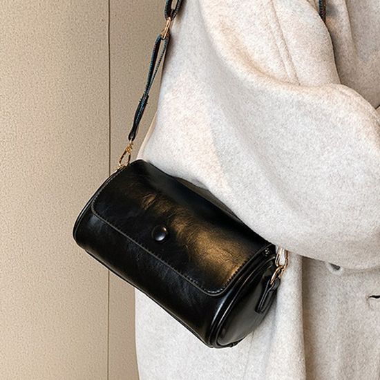 원통 레더 크로스백(블랙) 여자 가방 숄더백 가죽여성