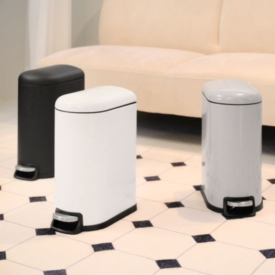 밀리_무소음 페달 휴지통 슬림형 10L