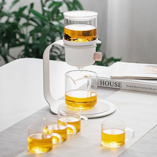 뮤트 드롭 티메이커 찻잔 세트 6인 유리 티팟