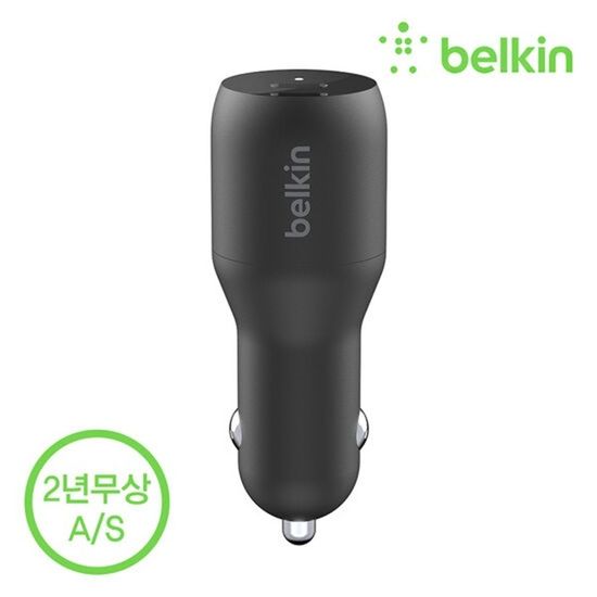 벨킨 36W 듀얼 USB-C 차량용 고속 충전기 CCB002bt