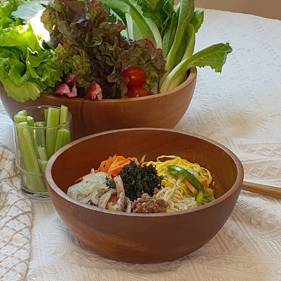 Holin 아카시아 통원목 수제 우드 샐러드볼(대)