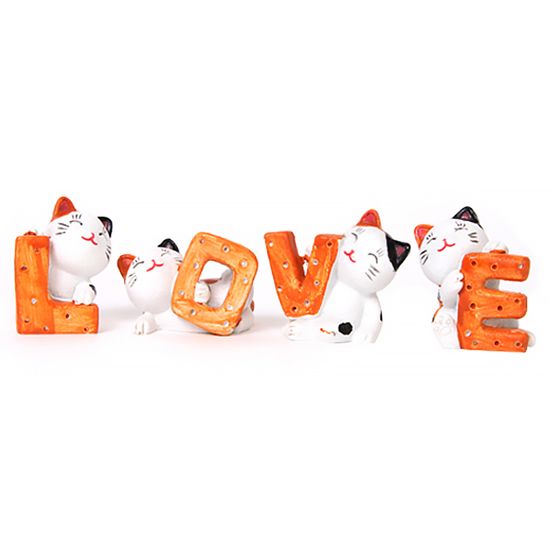 러브 캣 고양이 미니어처 오너먼트 장식품 4p LX1254