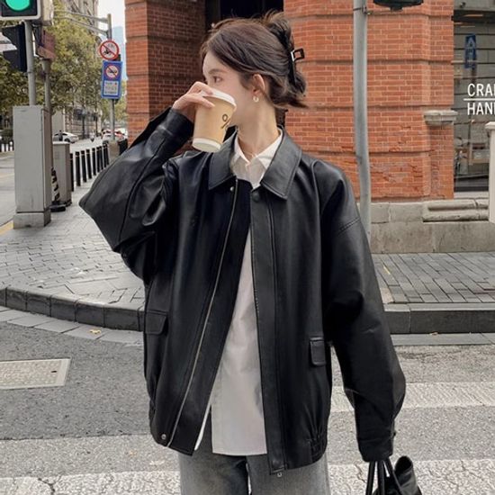 오버핏 여성 라이더 레더자켓 재킷 아우터