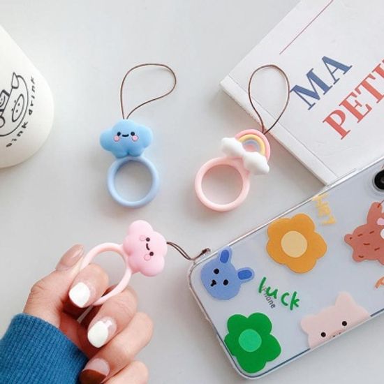 휴대폰 캐릭터 실리콘 스마트폰 고리 핸드폰줄 핑거링