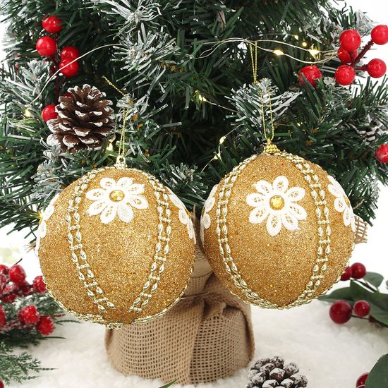 [도토로]로열골드 장식볼 2p(10cm) (데이지꽃자수