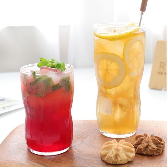 홈카페 유리잔 주스 아이스커피잔 리비스태킹 2size