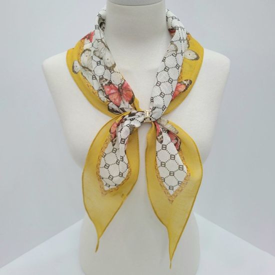 [애슬릿]국산 린넨 나비체크 미니 마름모 여성 스카프