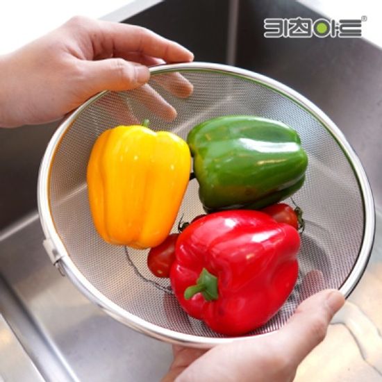 키친아트 스텐 원형 채반 뜰채 원형 믹싱볼 4종세트