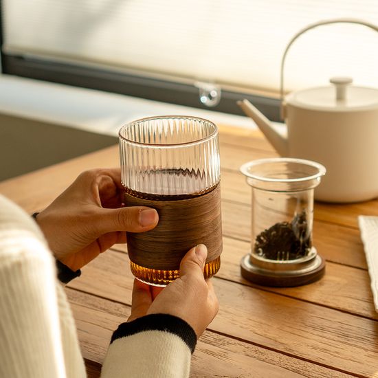 오후반차 우드링 내열 유리 티머그 