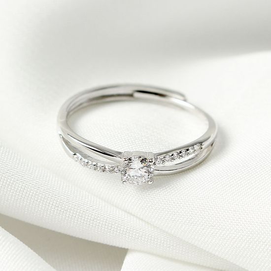 [비쥬홀릭] 실버925 백금도금 샤인리본 오픈링 반지(