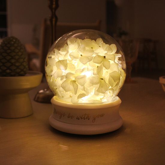 [클리어런스]수국 유리 돔 LED 멜로디 무드등