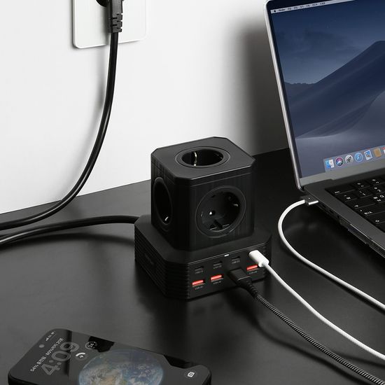 고용량 100W 초고속 PD충전기 큐브멀티탭 콘센트 2M