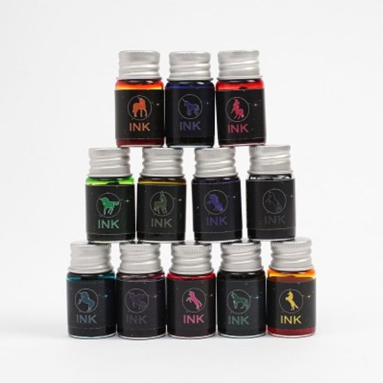 크리스탈 12색 펄잉크병 유리만년필 세트 글라스 딥펜