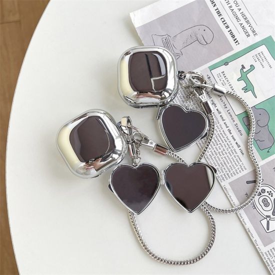 갤럭시 버즈2 프로 라이브 실버 하트 미러 키링케이스