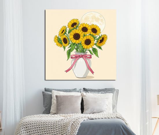 해바라기 선물 그림 달항아리 액자 거실 카페 개업