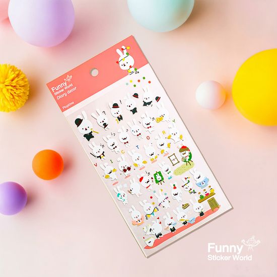 퍼니스티커 C569 플레이타임토끼 아트지 다이어리데코
