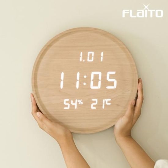 플라이토 루나 온습도 LED 벽시계 29.5cm JS-i42