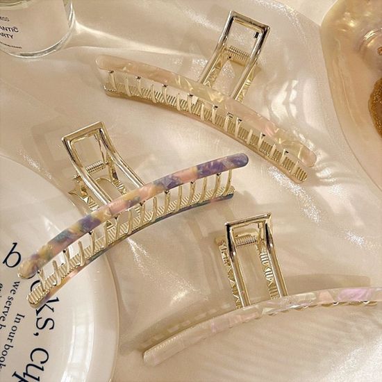 자개 일자 대왕 헤어 프랑스 왕 집게핀 올림머리 삔