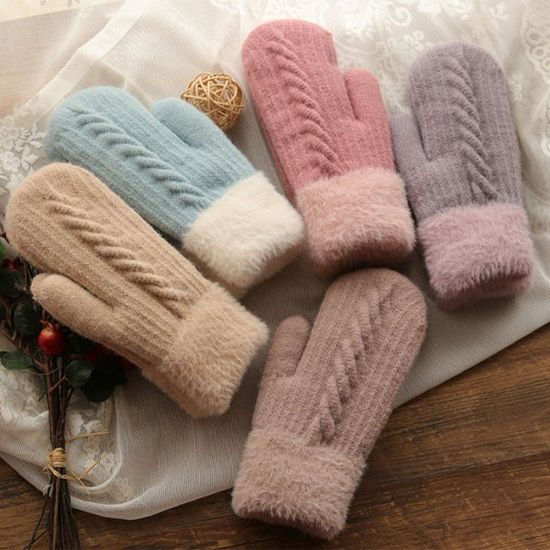 파스텔 로맨틱 러블리 니트 벙어리 장갑 핸드워머