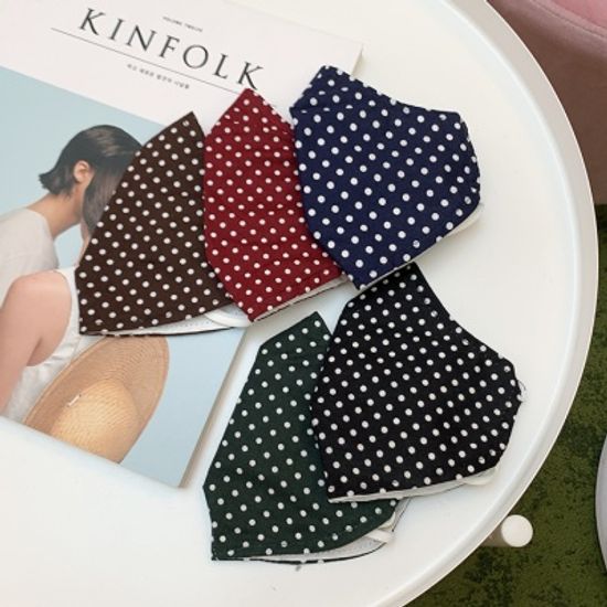 (필터교체형) 여름용 핸드메이드 린넨 도트 마스크