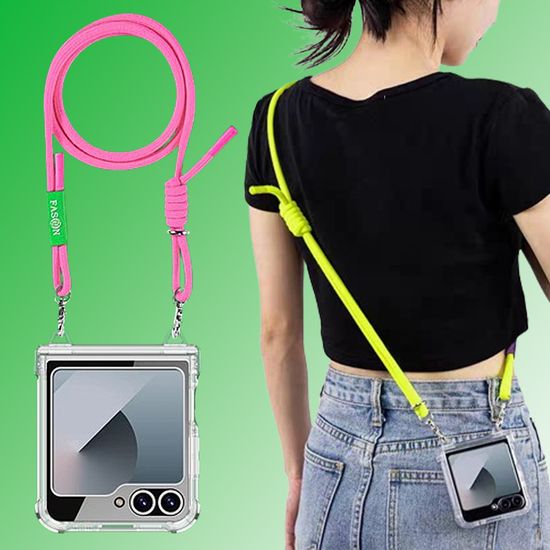 갤럭시 z플립 6 5 4 3 네온 스트랩 투명 힌지 케이스