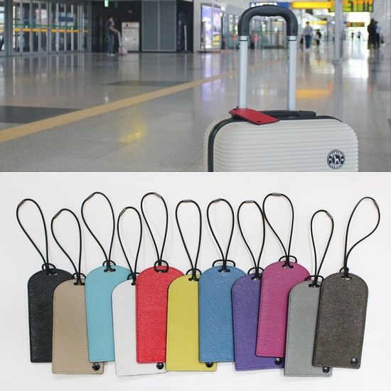 웍스 가방,캐리어,골프백 가죽 이름표 네임택-블랙