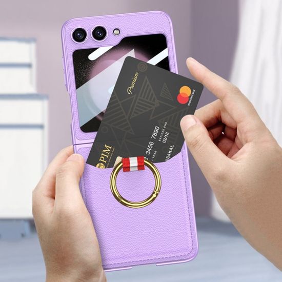 갤럭시 Z플립5 스마트링 카드 지갑 슬림 가죽 케이스