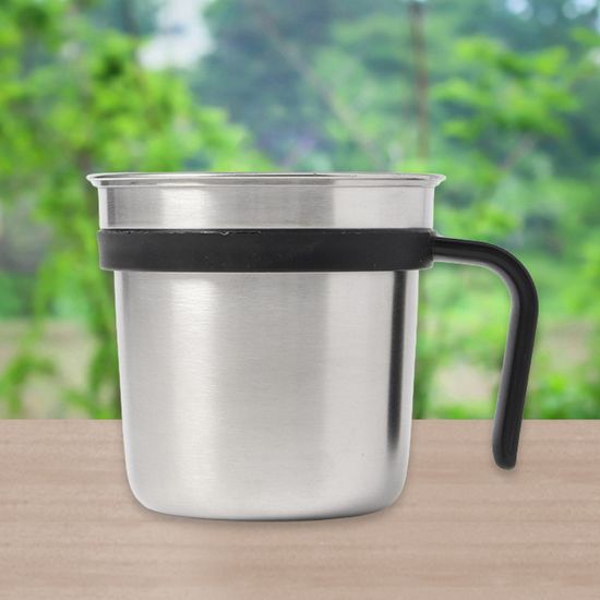 [엣모어]캠브로 손잡이 스텐 캠핑컵(450ml) (블랙)