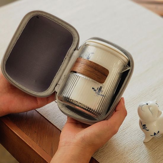 오후반차 난초꽃 휴대용 3인 다도세트 차 우리기