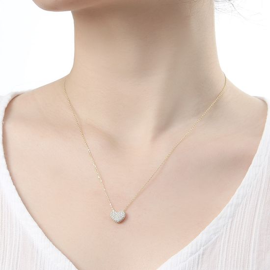 [비쥬홀릭] 실버925 골드도금 오로라 하트 목걸이(쇼