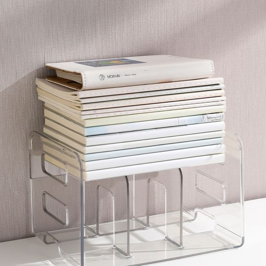 델리 3칸 북엔드 책꽂이 투명 북스탠드 책 지지대