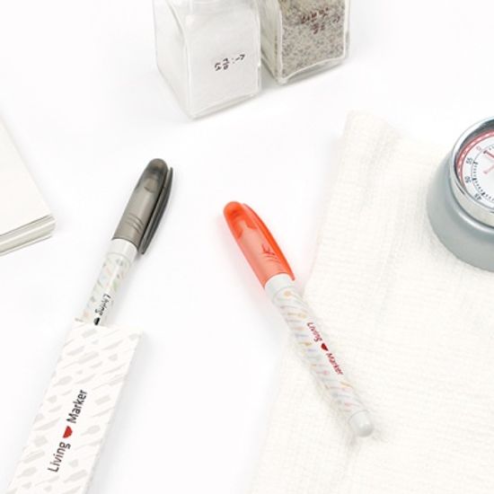 리빙 마커 2색 패키지 네임펜 보드마카