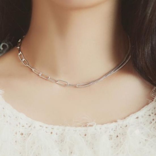 시크 이중체인 실버 목걸이 OTN219T06NWW